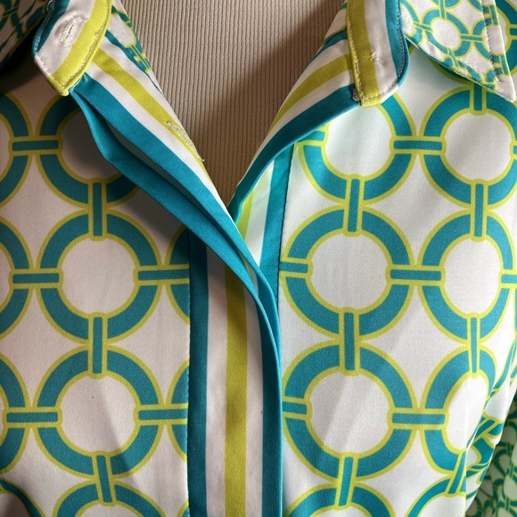 Gretchen Scott Geometric Mod Jersey Dress Green Size Large - Picture 3 of 8